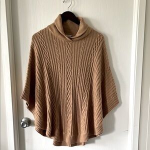 Talbots Ladies Size Medium Tan Cable Knit poncho sweater